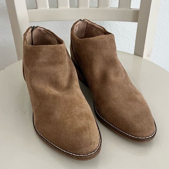 Lucky Brand Women's LK-Fai Ankle Booties in Sesame Oiled Leather Suede Size 8.5 - Picture 3 of 11